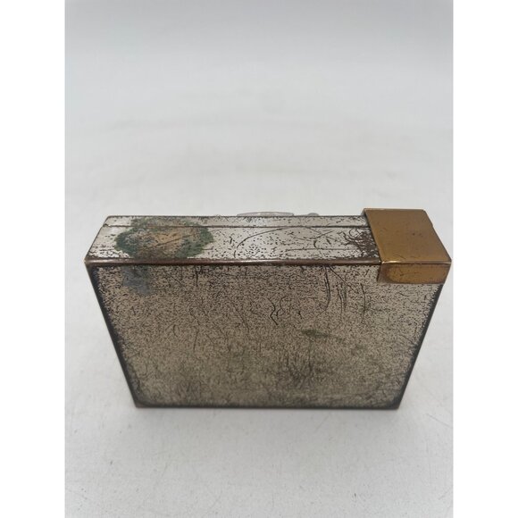 Art Deco Silver & Gold Compact Mirror With Rhinestones 3x2.25 inch - Picture 8 of 8